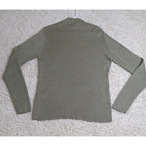 Perry Ellis Mens Moss Green Long Sleeve Mock Neck Pullover Sweater L Large - Picture 7 of 7